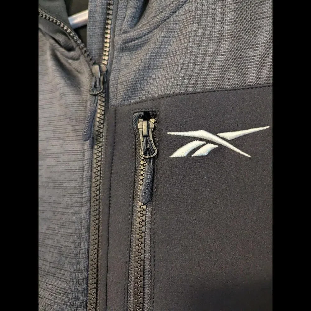 Reebok Mens Jacket/Gray&Black/NWT/Zip Up/Hooded/Size L but Fits Like A Medium